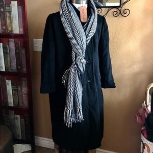 NEW YORK STYLE wool like black pea coat long